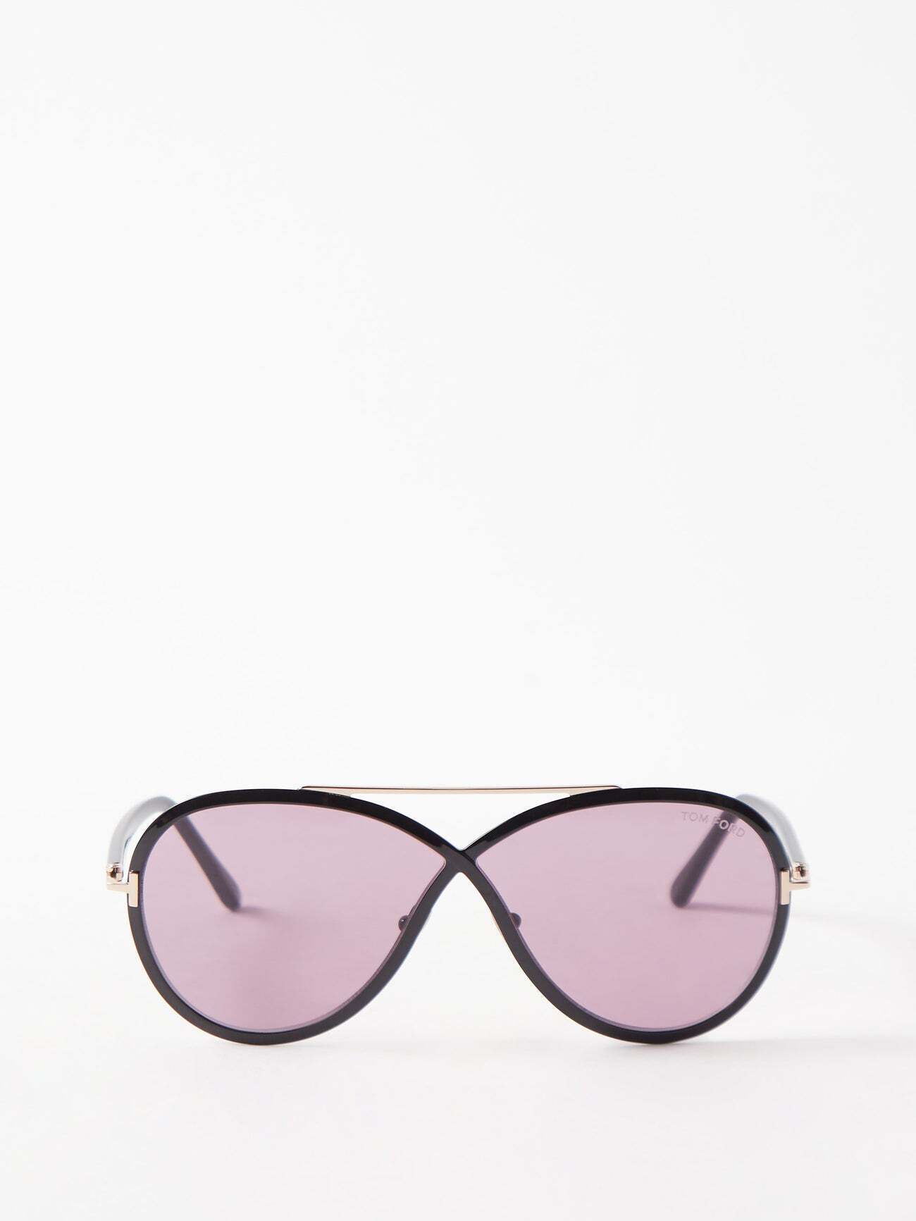 Tom Ford Eyewear - Rickie Metal Oversized Aviator Sunglasses - Womens - Black Purple