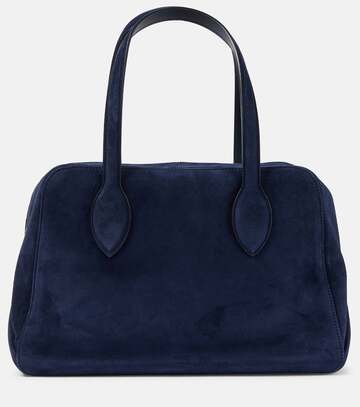 khaite maeve medium suede tote bag in blue