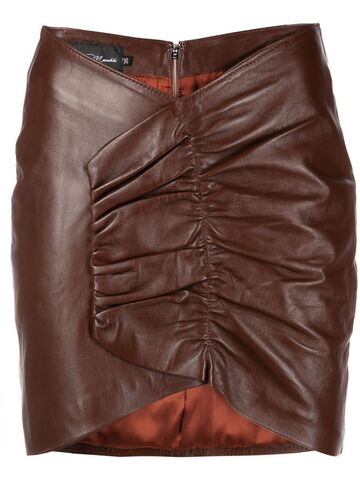 manokhi asymmetric fitted leather skirt - brown