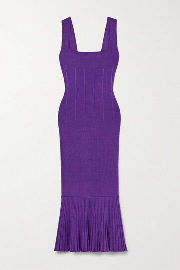 galvan - + net sustain atalanta pleated stretch-knit midi dress - purple