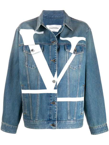 Valentino Deconstructed VLOGO denim jacket in blue