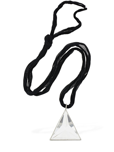 JIL SANDER Glass Triangle Charm 2 Long Necklace in black / silver