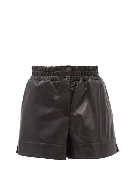 Loewe - Elasticated Leather Shorts - Womens - Black