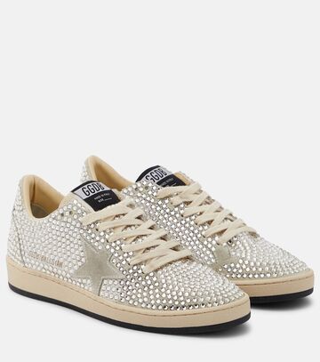 golden goose ball star embellished leather sneakers in white