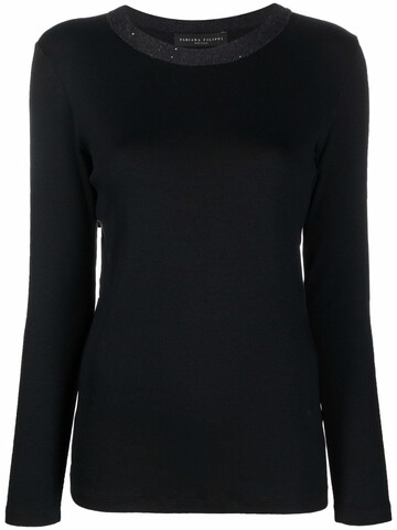 fabiana filippi contrasting-collar crewneck sweater - black