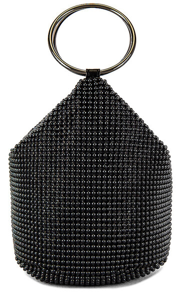 olga berg bianca ball mesh handle bag in black
