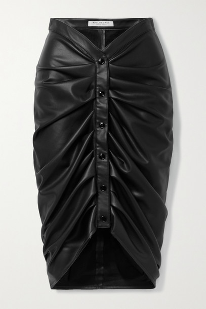Philosophy di Lorenzo Serafini - Ruched Faux Leather Skirt - Black