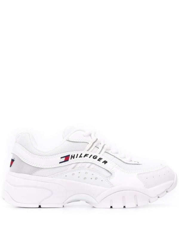 Tommy Jeans embroidered logo low-top sneakers in white