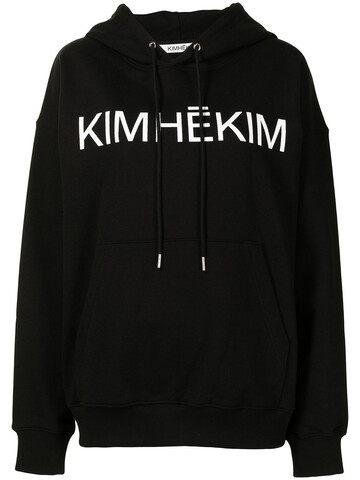 kimhekim logo print hoodie - black