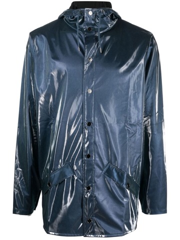 rains iridescent faux-leather hooded raincoat - blue