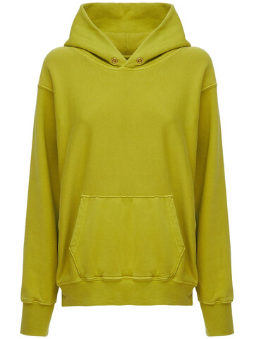 LES TIEN Cropped Cotton Hoodie in green
