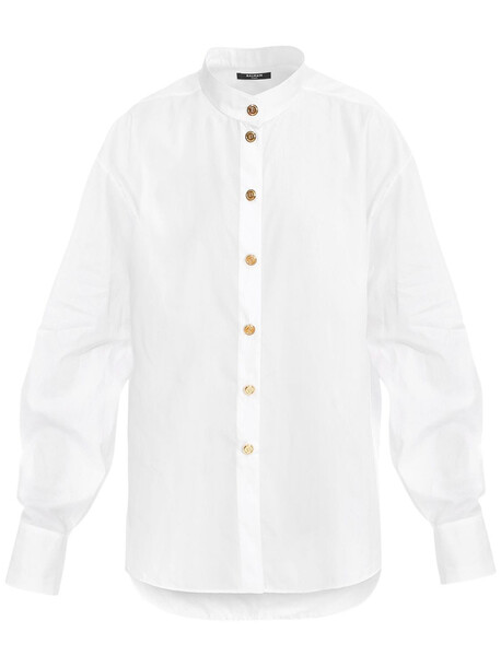 BALMAIN Casual Cotton Poplin Shirt in white