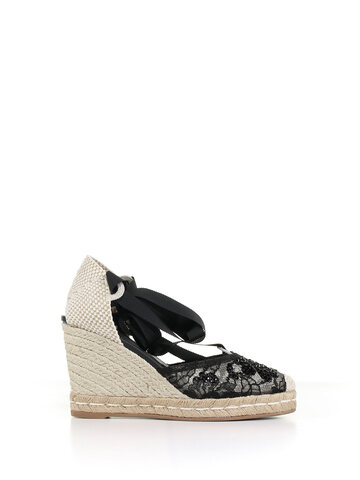 Le Silla Espadrille Sandals With Decoration in nero