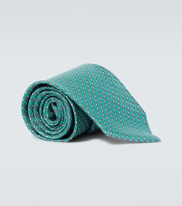 brioni printed silk tie in green