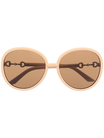 Gucci Eyewear oversized Horsebit sunglasses in neutrals