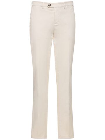 brunello cucinelli dyed cotton gabardine pants in white
