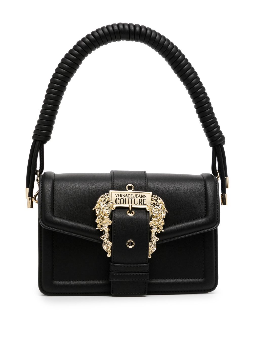 Versace Jeans Couture logo-buckle faux-leather shoulder bag - Black