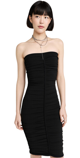 Alexander Wang Ruched Strapless Midi Dress in black