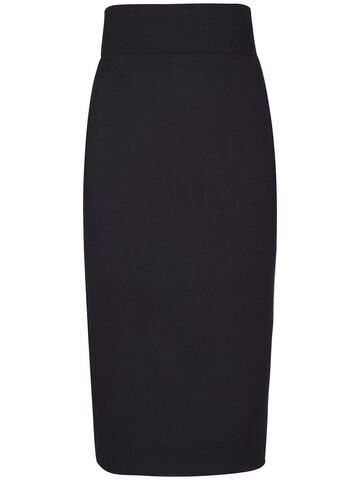 alexandre vauthier cotton velvet high rise midi skirt in black