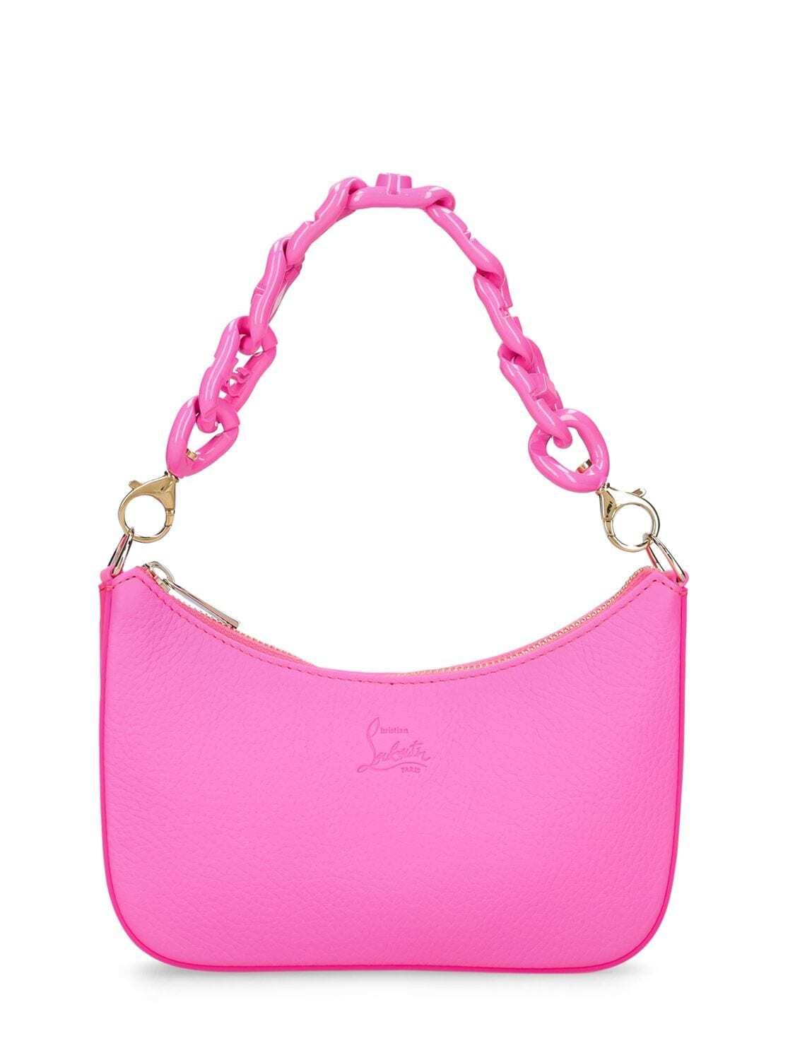 CHRISTIAN LOUBOUTIN Mini Loubila Leather Chain Shoulder Bag in pink