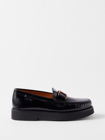 tod's - buckle-embellished leather loafers - womens - black