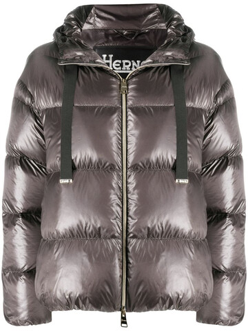 Herno metallic quilted puffer jacket in grey