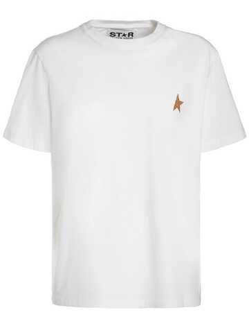 GOLDEN GOOSE Star Cotton Jersey T-shirt in gold / white
