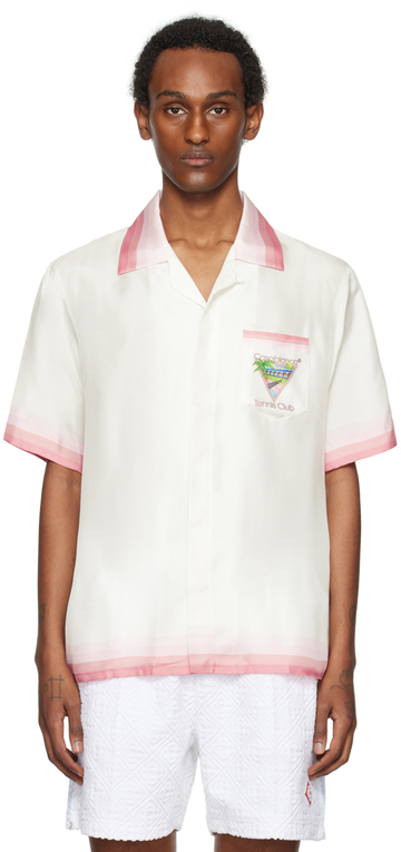 casablanca white & pink 'tennis club' icon shirt