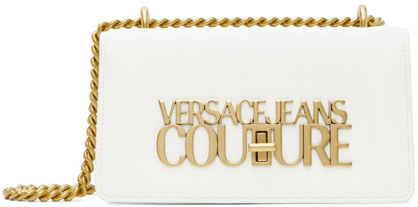 Versace Jeans Couture White Logo Lock Bag