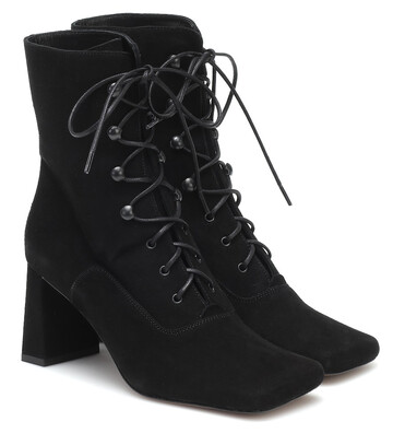 by far claude lace-up suede ankle boots in black