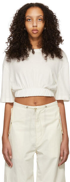 Dion Lee White Cotton T-Shirt in ivory