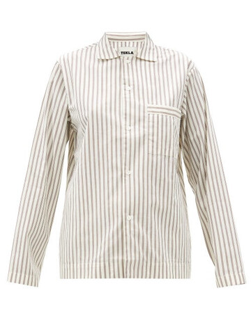 tekla - striped organic-cotton pyjama top - womens - cream stripe