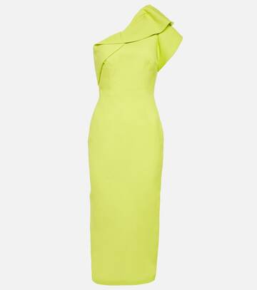roland mouret one-shoulder wool-blend midi dress in yellow