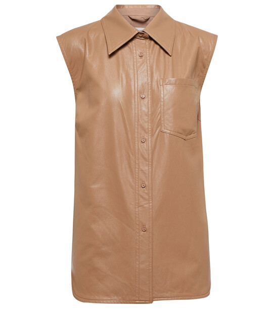 Stand Studio Arya faux leather top in beige