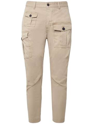 dsquared2 sexy cargo stretch cotton pants in tan