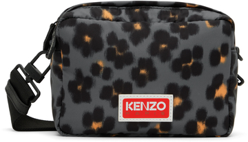 kenzo gray kenzo paris flower messenger bag in grey