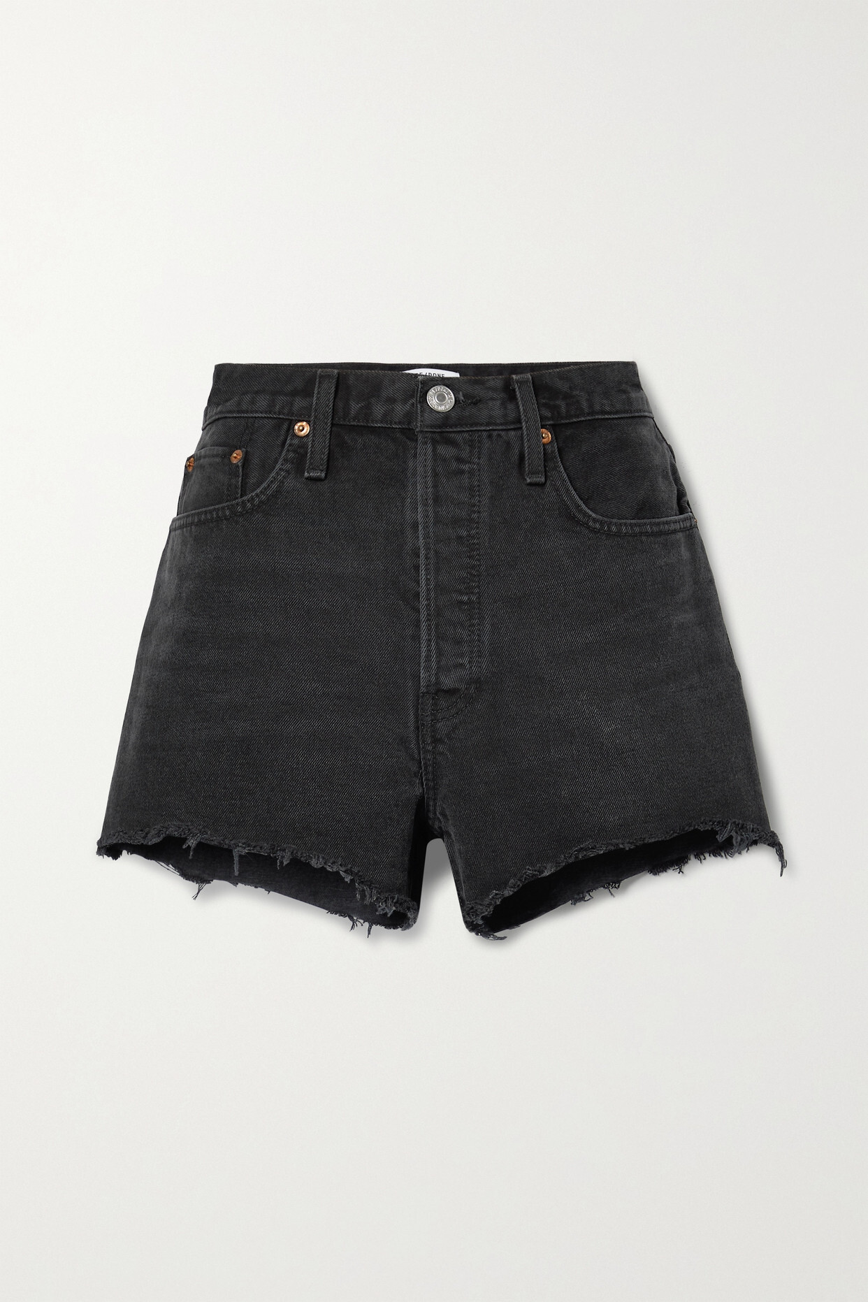 RE/DONE - 70s Frayed Denim Shorts - Black