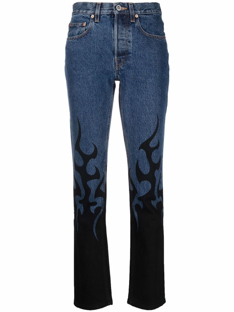 VETEMENTS flame-print skinny-cut jeans - Blue