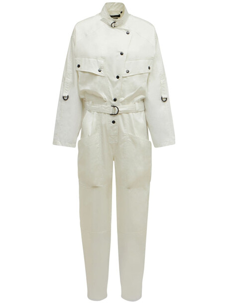 ISABEL MARANT Florine Cotton Satin Jumpsuit in white