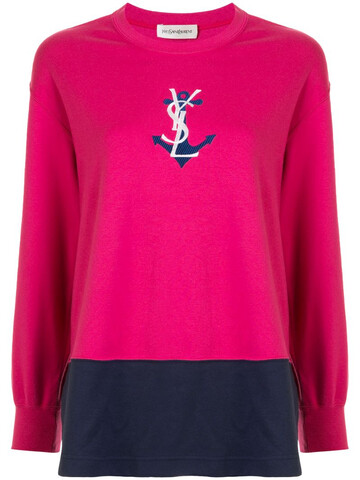 Yves Saint Laurent Pre-Owned logo anchor print T-shirt in pink