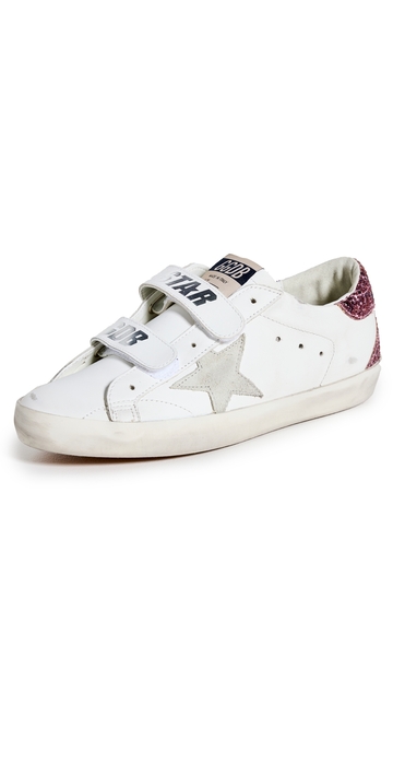 golden goose old school leather glitter sneakers white/ice/violet 38