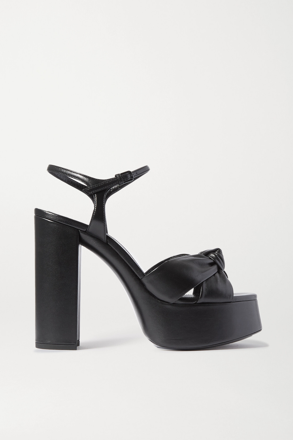 SAINT LAURENT - Bianca Knotted Leather Platform Sandals - Black