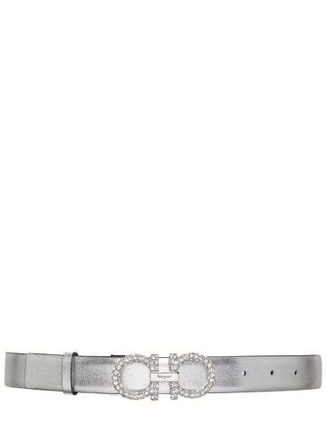 salvatore ferragamo 2.5cm new gancini embellished belt in silver