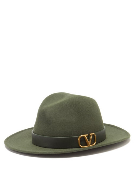 Valentino - V-logo Rabbit-felt Fedora Hat - Womens - Khaki