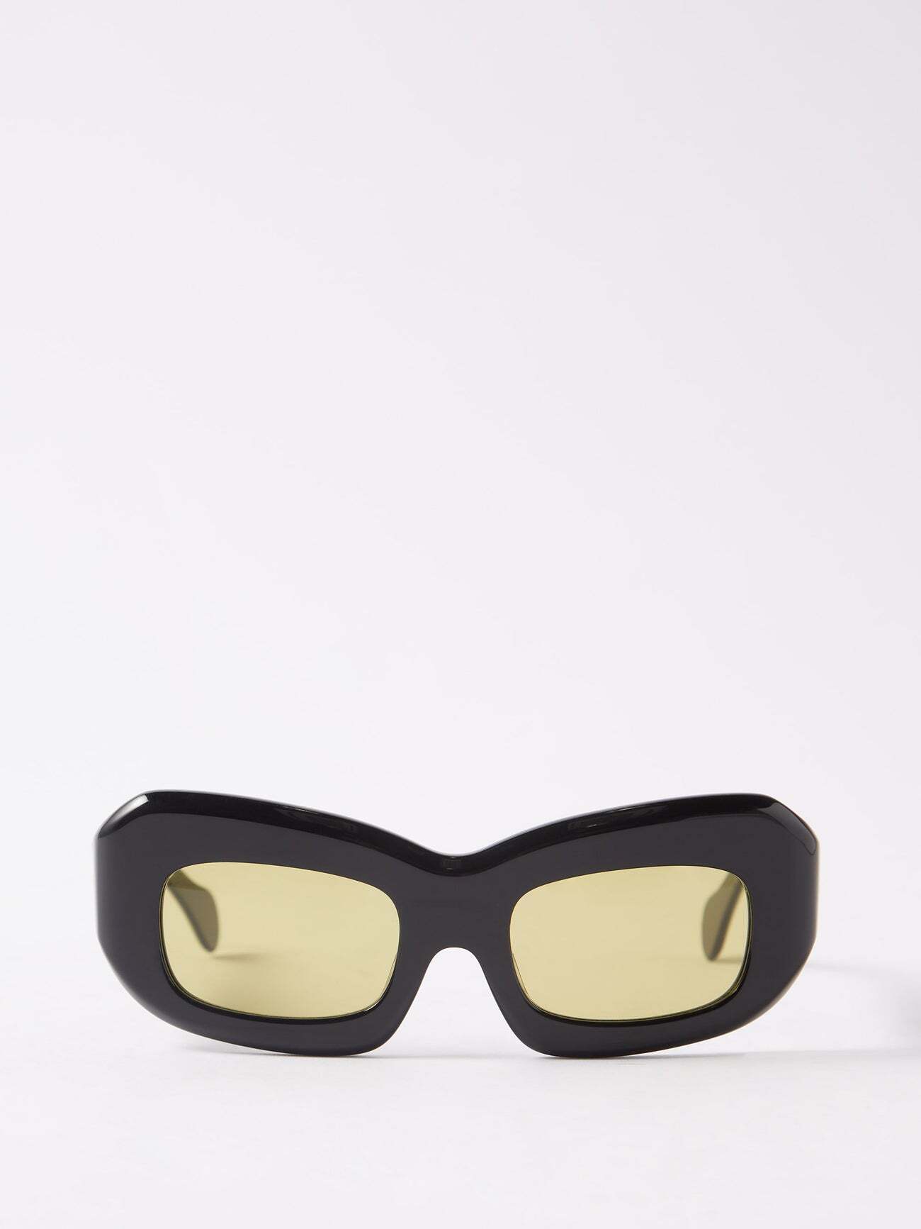 Port Tanger - Baraka Rectangular Acetate Sunglasses - Womens - Black Green