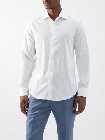 paul smith - slim-fit long-sleeved cotton shirt - mens - white