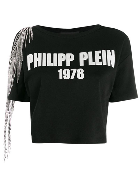 Philipp Plein cold shoulder T-shirt in black