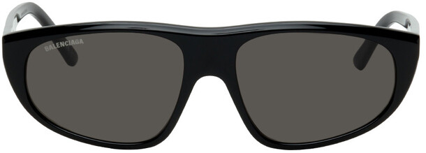 Balenciaga Black Flat Top Wrap Sunglasses
