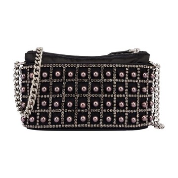 Alberta Ferretti Shoulder bag with crystals and pearls in black