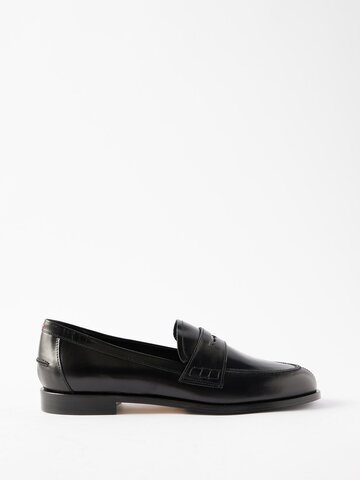 aeyde - oscar leather penny loafers - womens - black